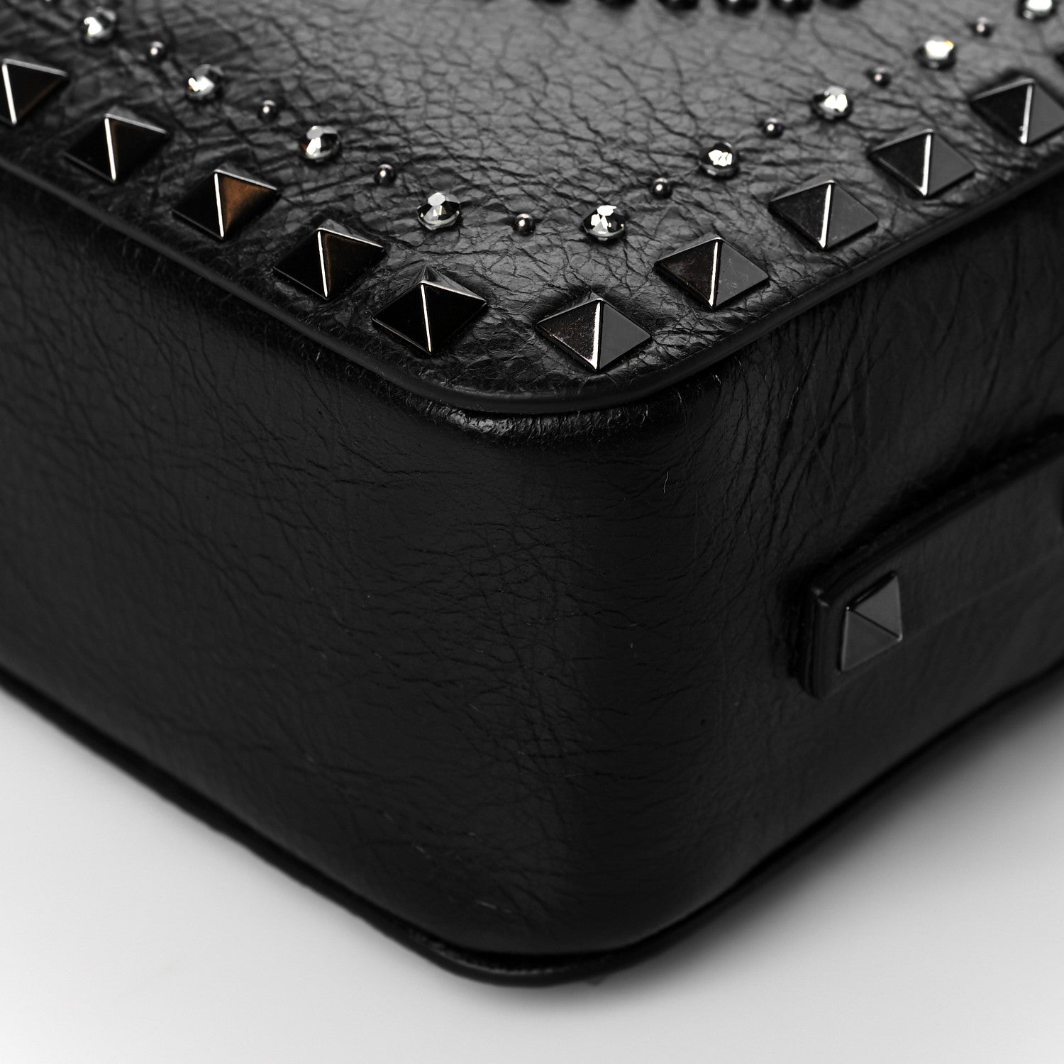 Valentino Garavani Craquele Nappa Rockstud Crystal Punk Heart Camera Crossbody Bag Black 9 of 9