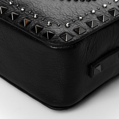 Valentino Garavani Craquele Nappa Rockstud Crystal Punk Heart Camera Crossbody Bag Black 9 of 9