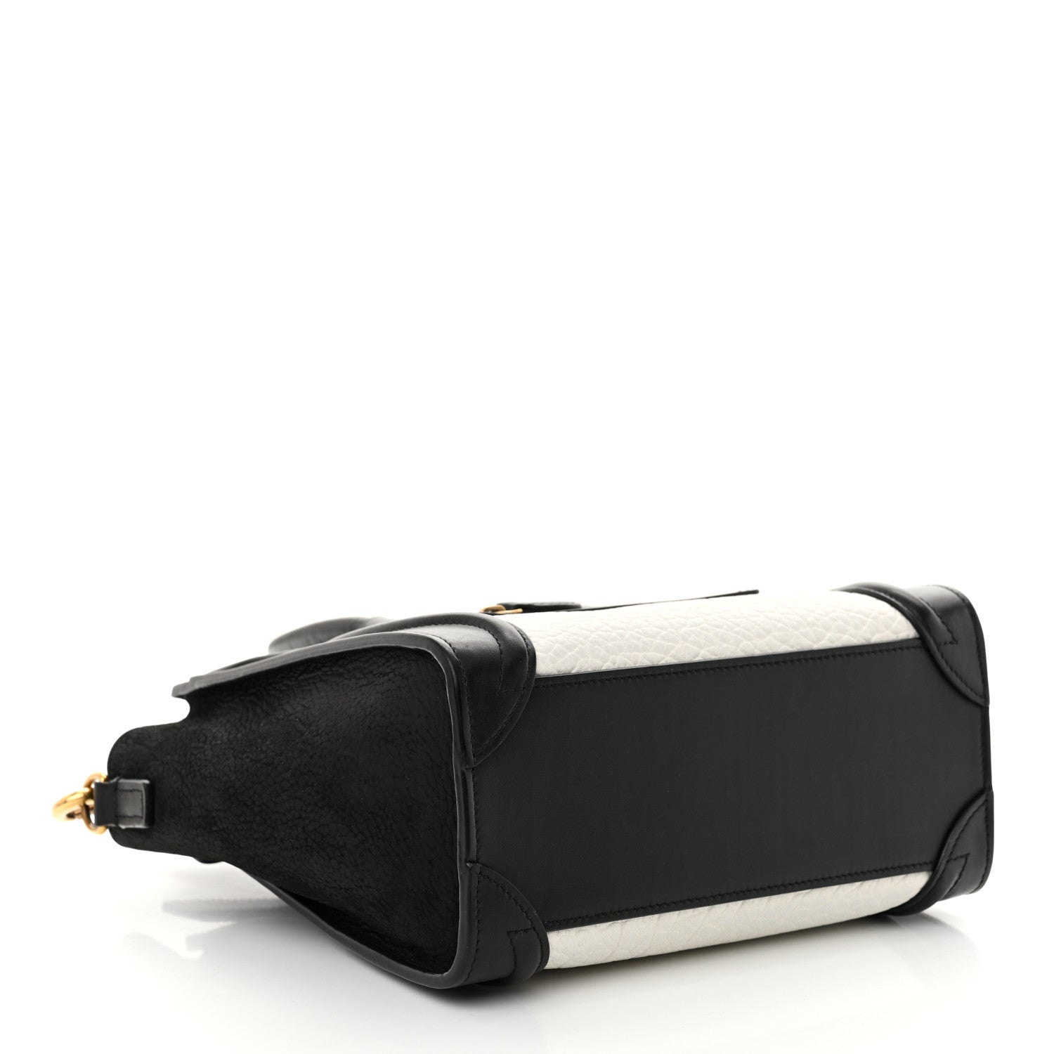 Celine Bullhide Calfskin Nubuck Bi-Color Nano Luggage Black White 4 of 13