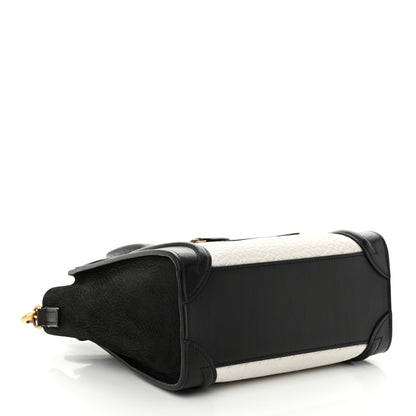 Celine Bullhide Calfskin Nubuck Bi-Color Nano Luggage Black White 4 of 13