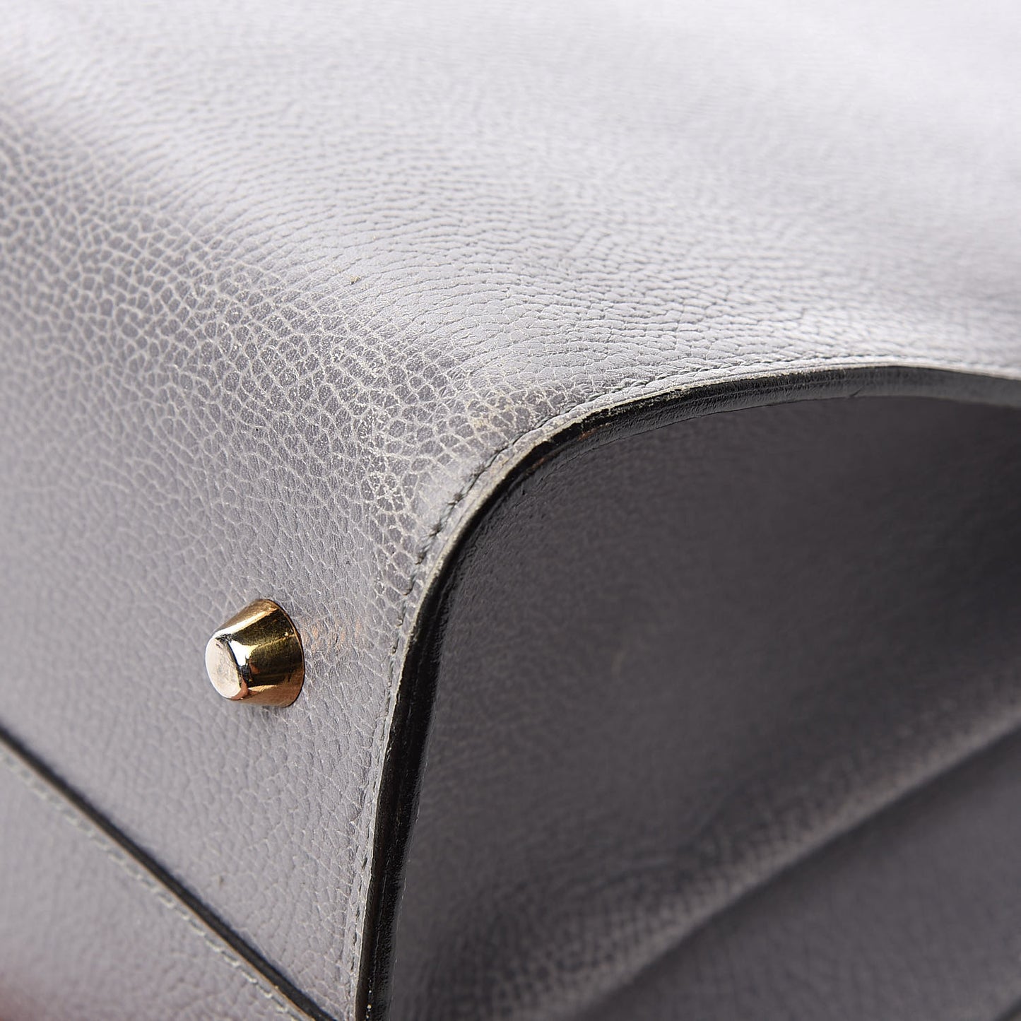 Grained Calfskin Brillant Briefcase Grey