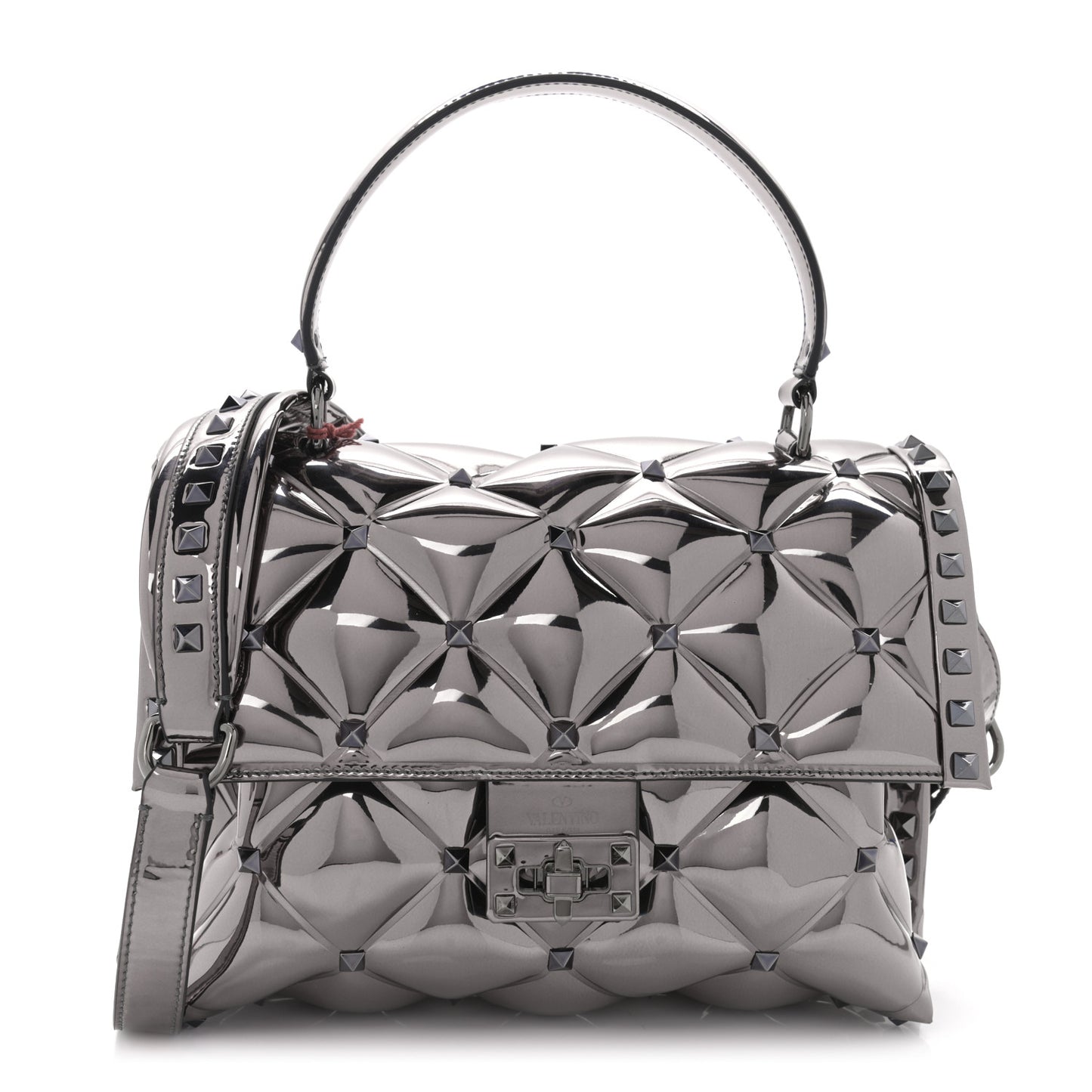 Metallic PVC Candystud Top Handle Bag Rutenio