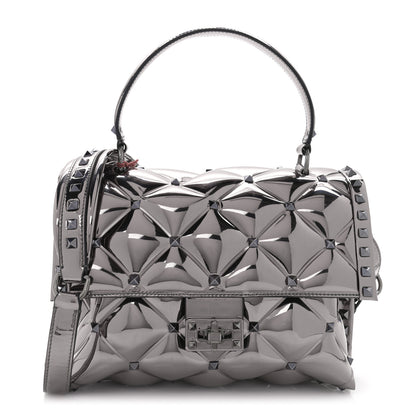 Valentino Garavani Metallic PVC Candystud Top Handle Bag Rutenio 1 of 9