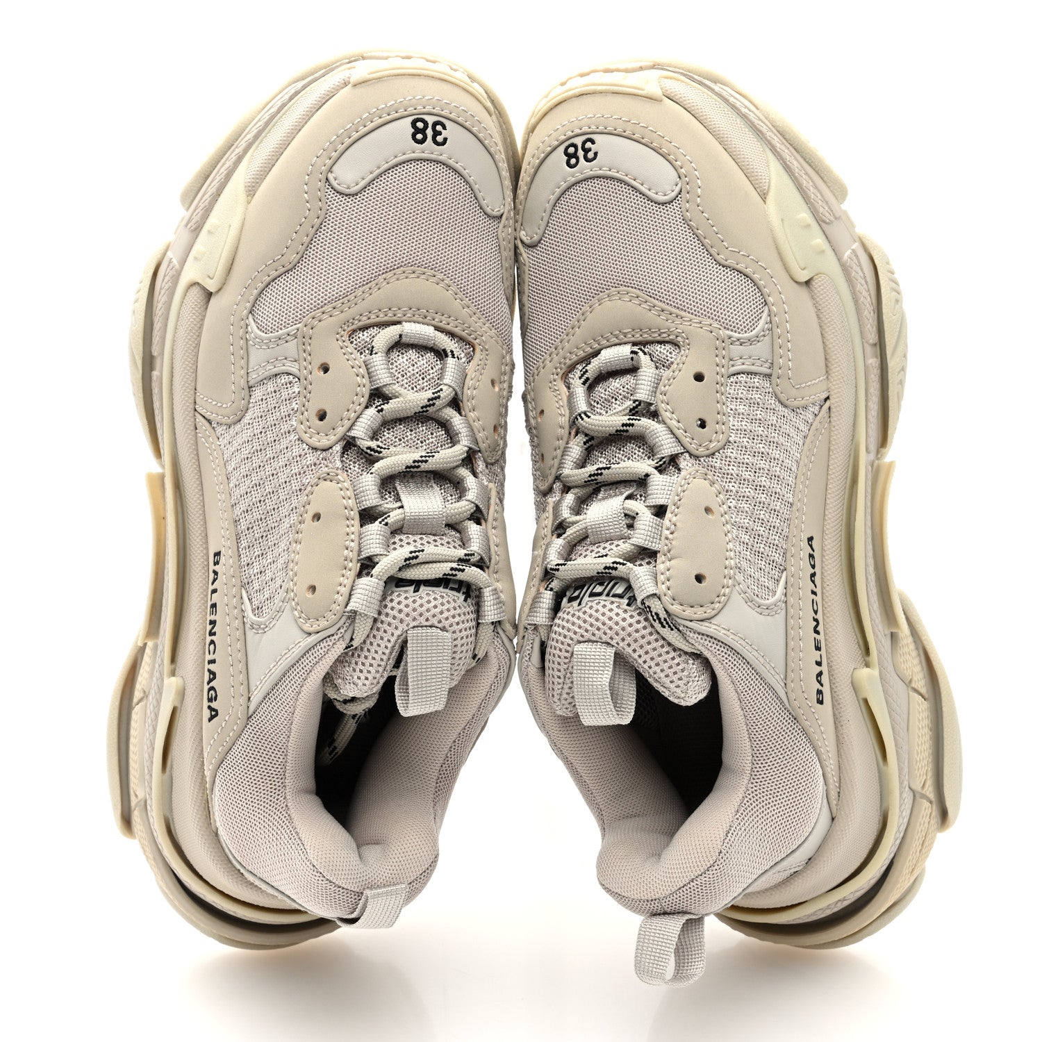 Balenciaga Fabric Mesh Womens Triple S Sneakers 38 Beige 6 of 8