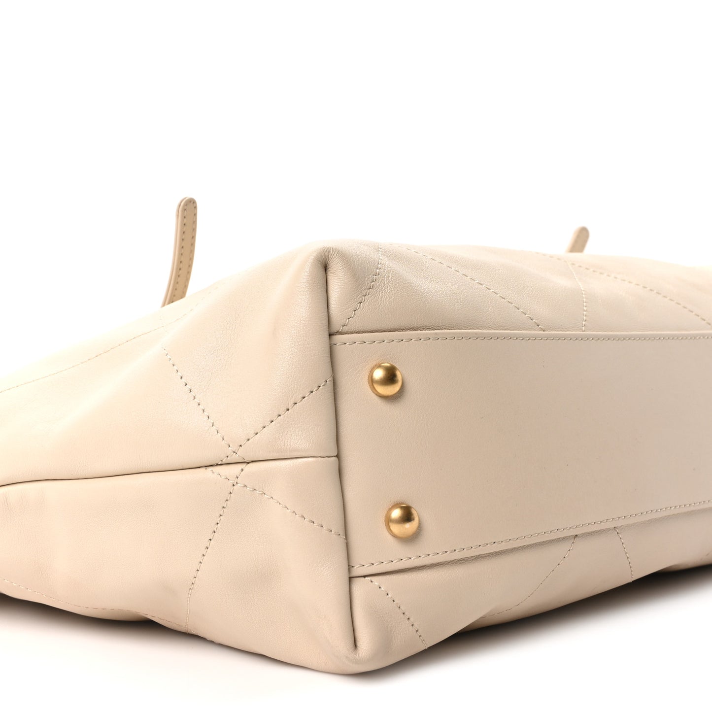 Calfskin Quilted Small Shopping Bag Beige