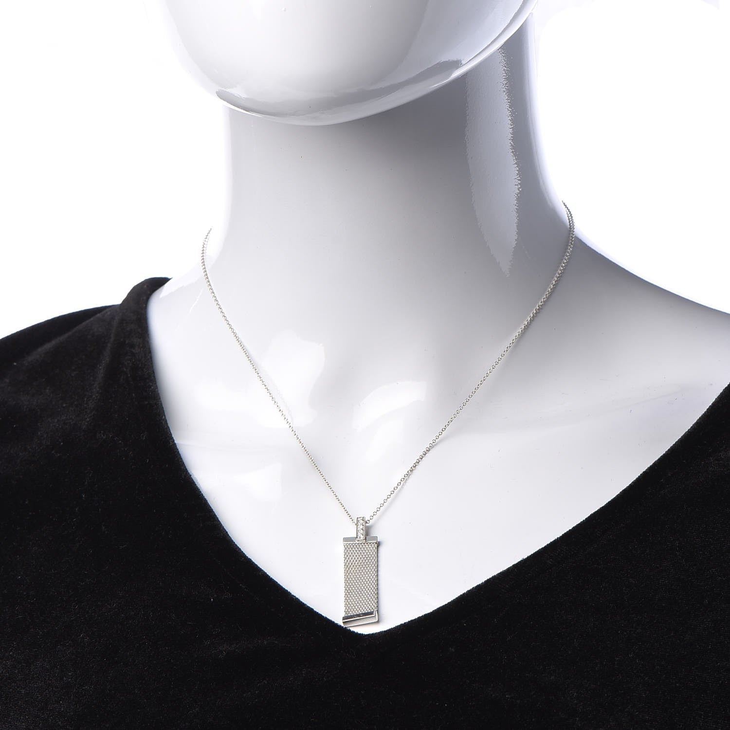 Tiffany Sterling Silver Diamond Somerset Pendant Necklace 2 of 6