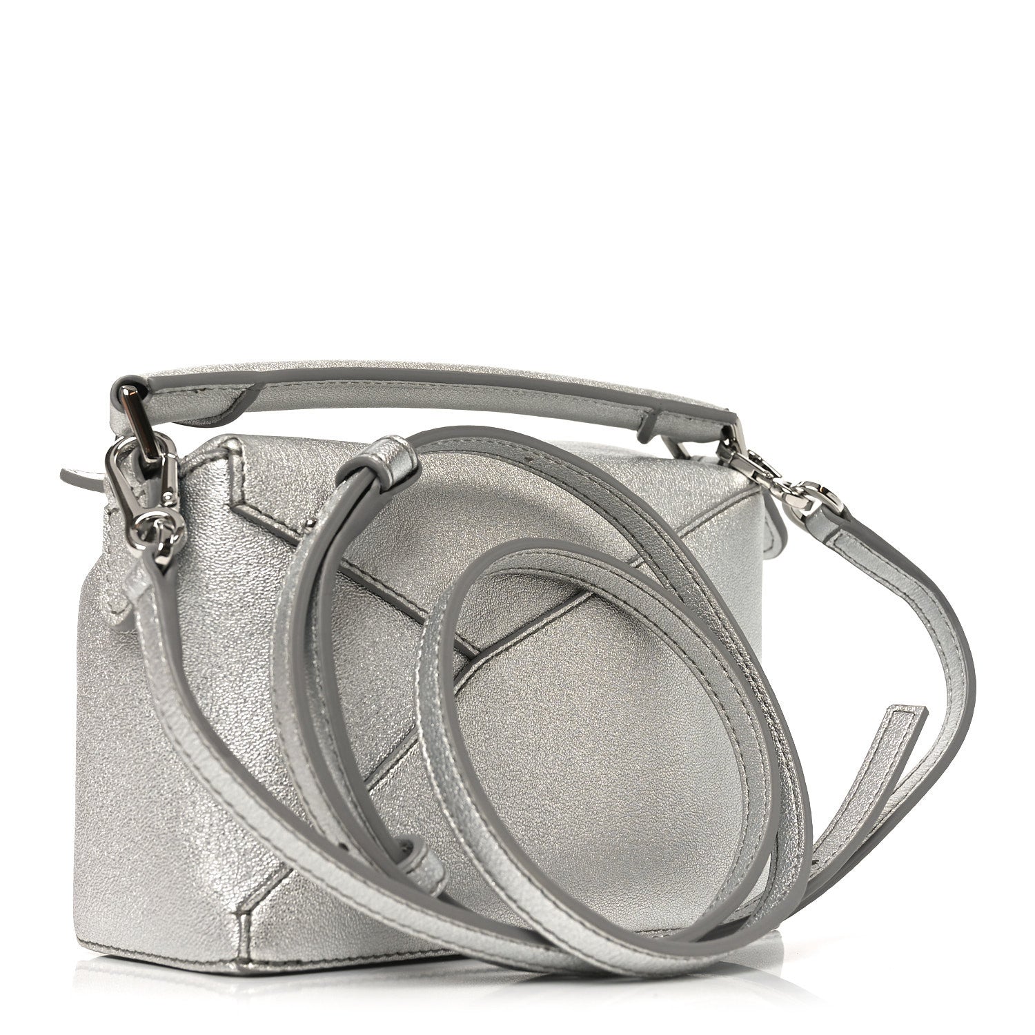 Loewe Laminated Lambskin Mini Puzzle Edge Bag Silver 2 of 8