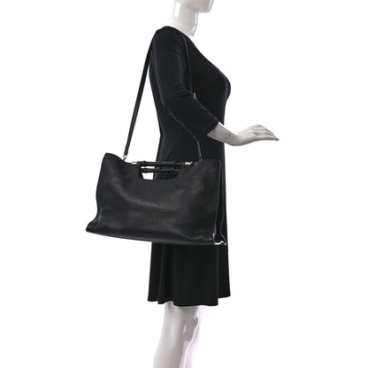 Gucci Calfskin Medium Bamboo Daily Shopper Black 2 of 13