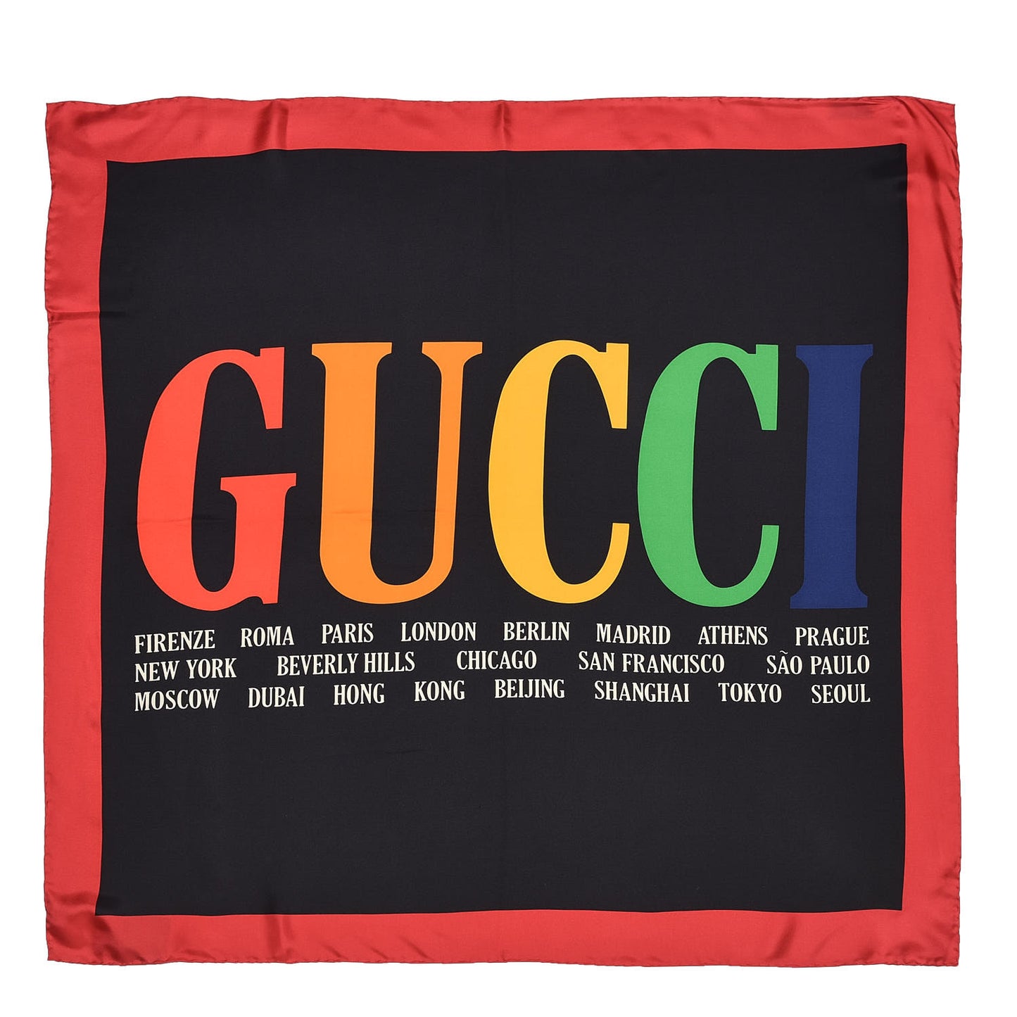 Silk Gucci Multiworld Square Scarf Black Multicolor