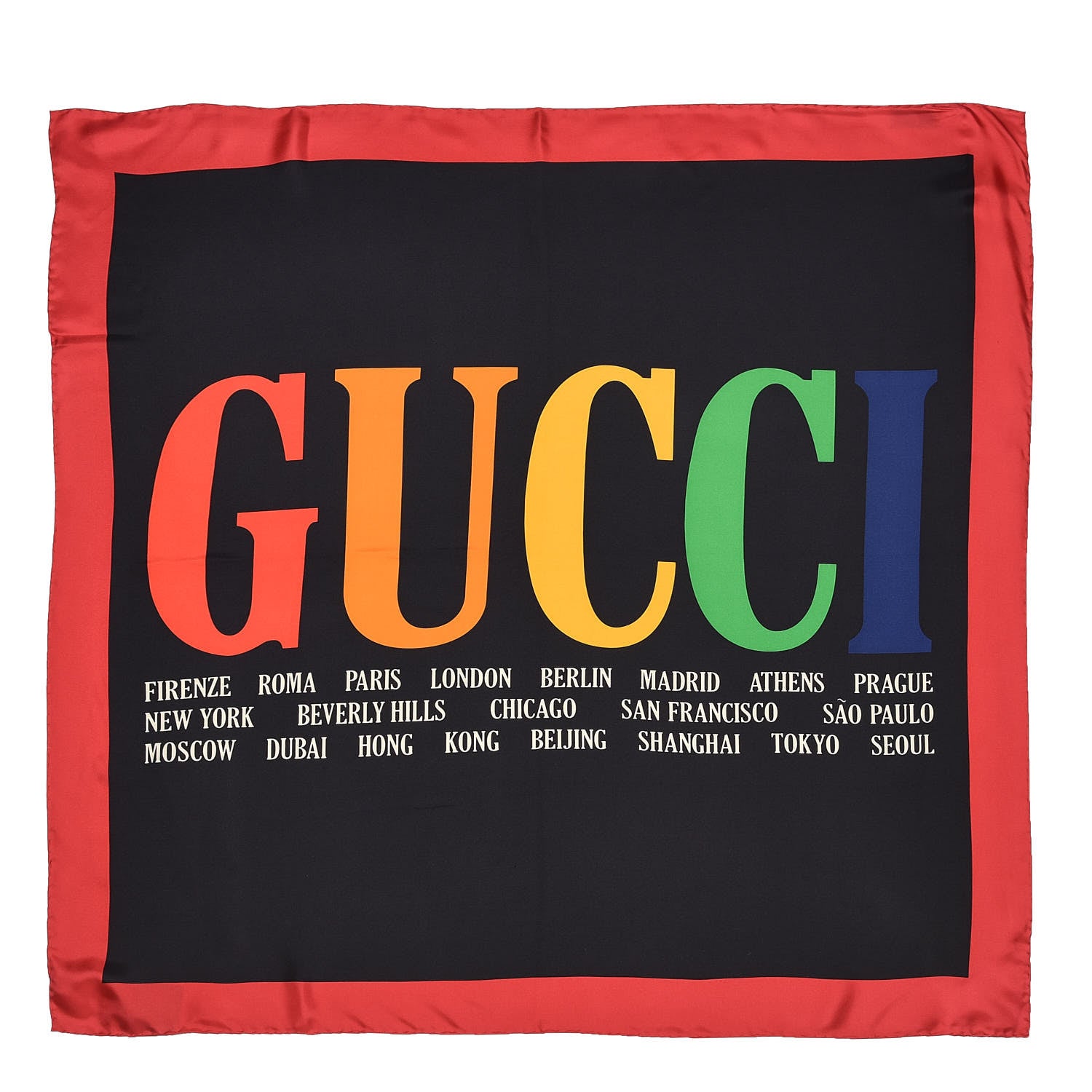Gucci Silk Gucci Multiworld Square Scarf Black Multicolor 1 of 5