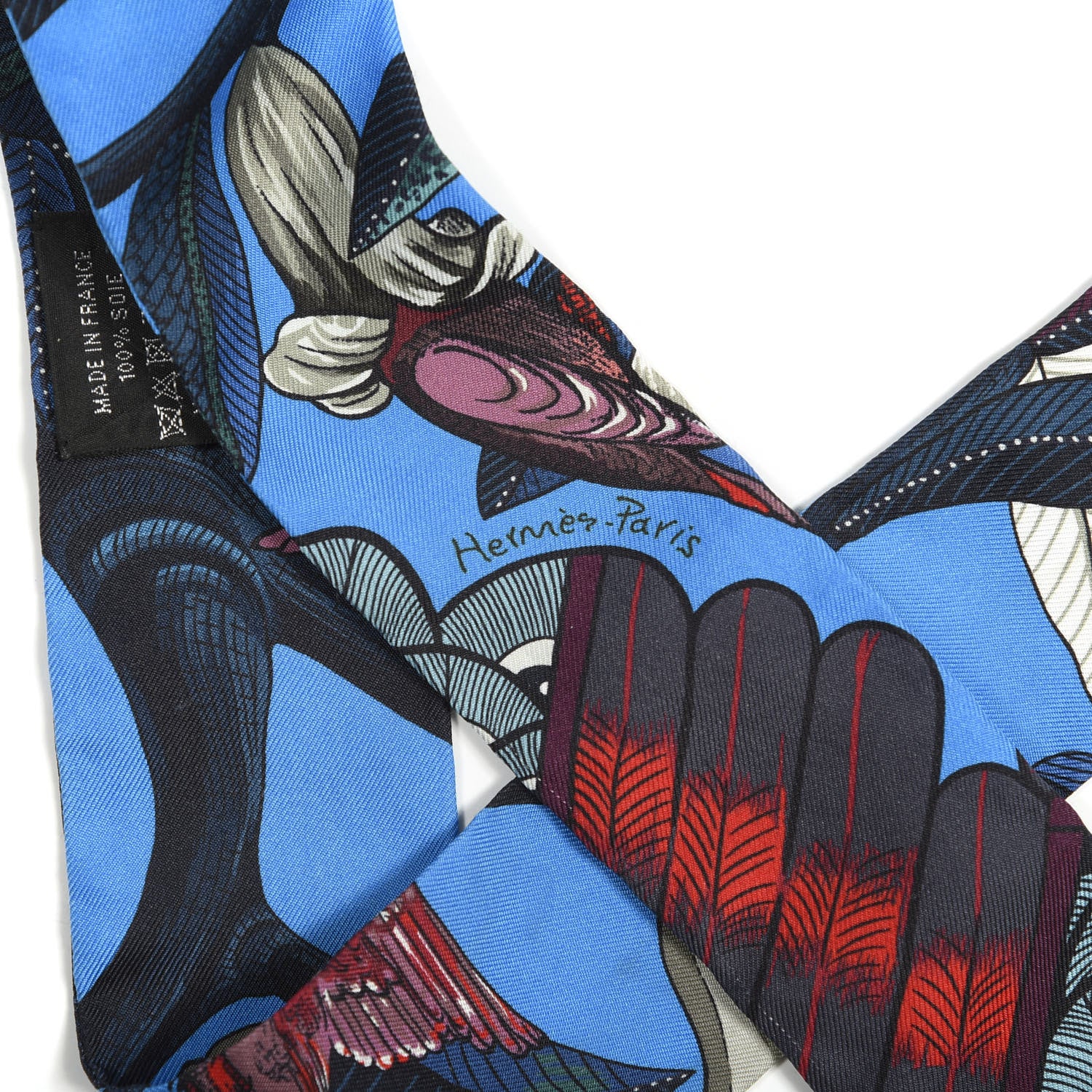 Hermes Silk Tree Of Song Twilly Cobalt Rouge 3 of 6