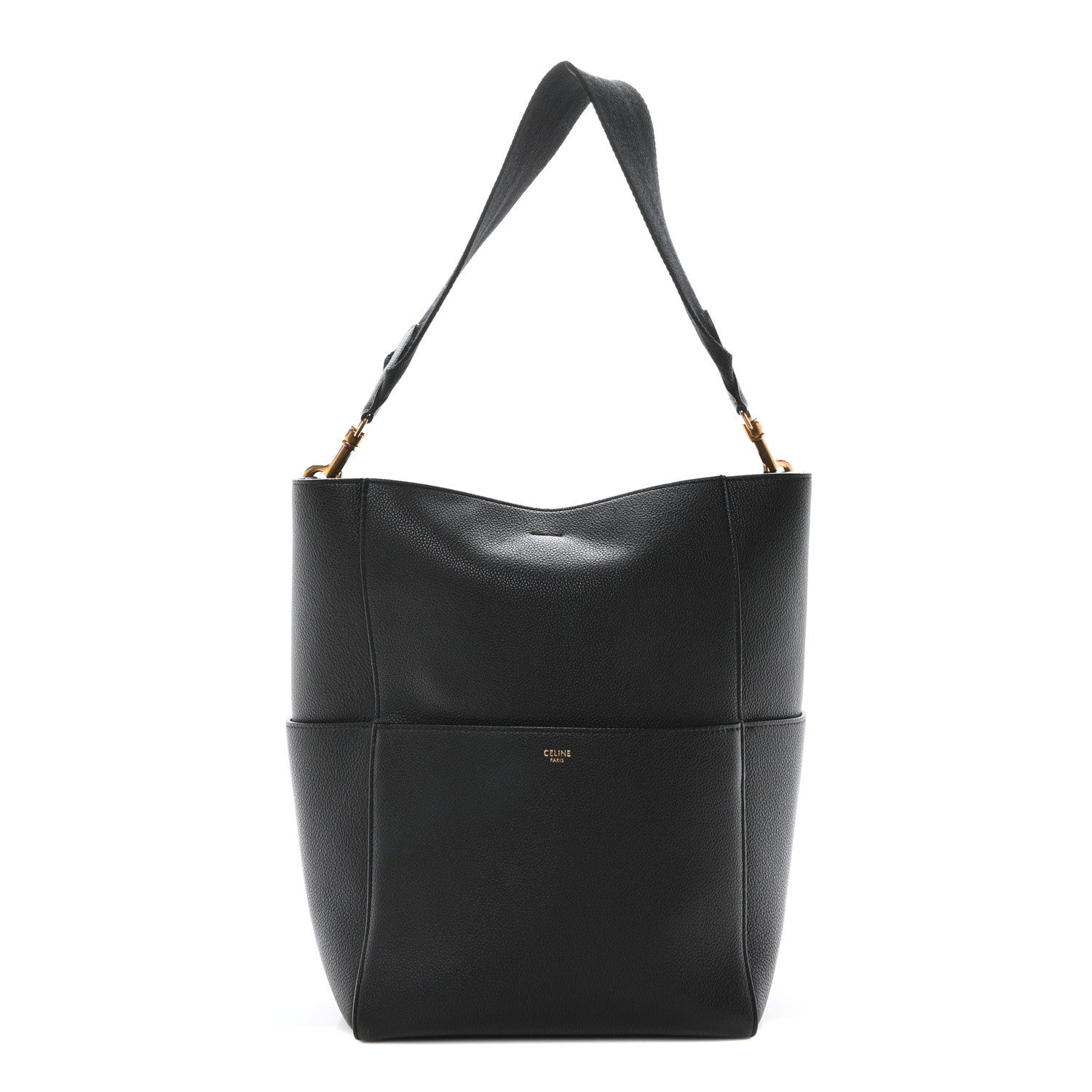Celine Soft Grained Calfskin Sangle Bucket Bag Black 1 of 9