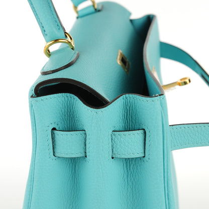Hermes Togo Kelly Retourne 32 Bleu Atoll 16 of 24