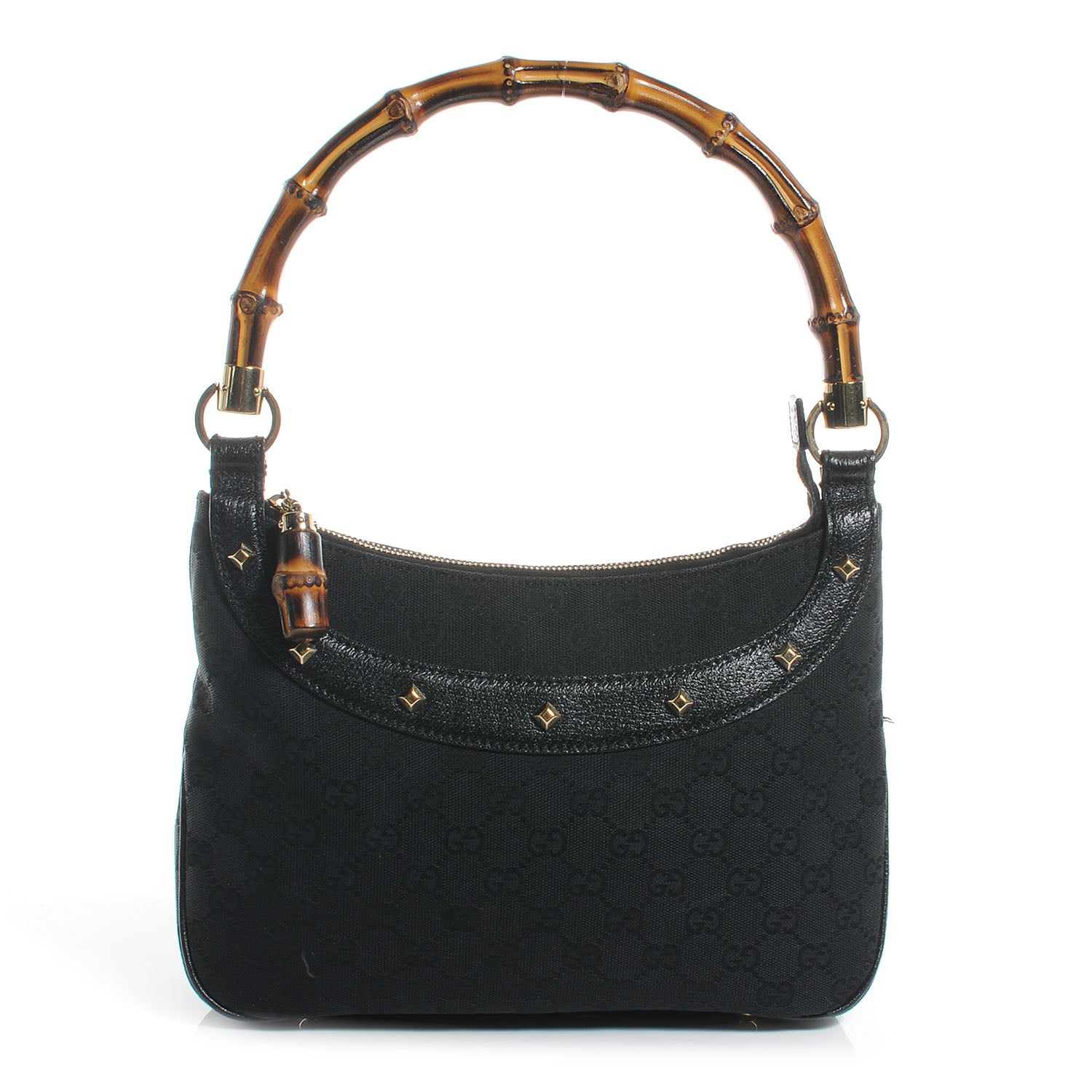 Gucci Monogram Anita Bamboo Top Handle Bag Black 1 of 7