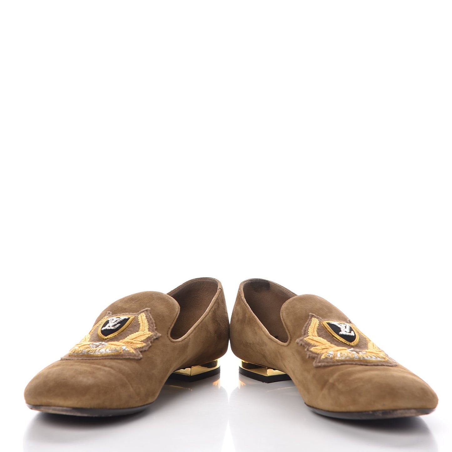 Suede Preppy Flat Loafers 38.5 Kaki
