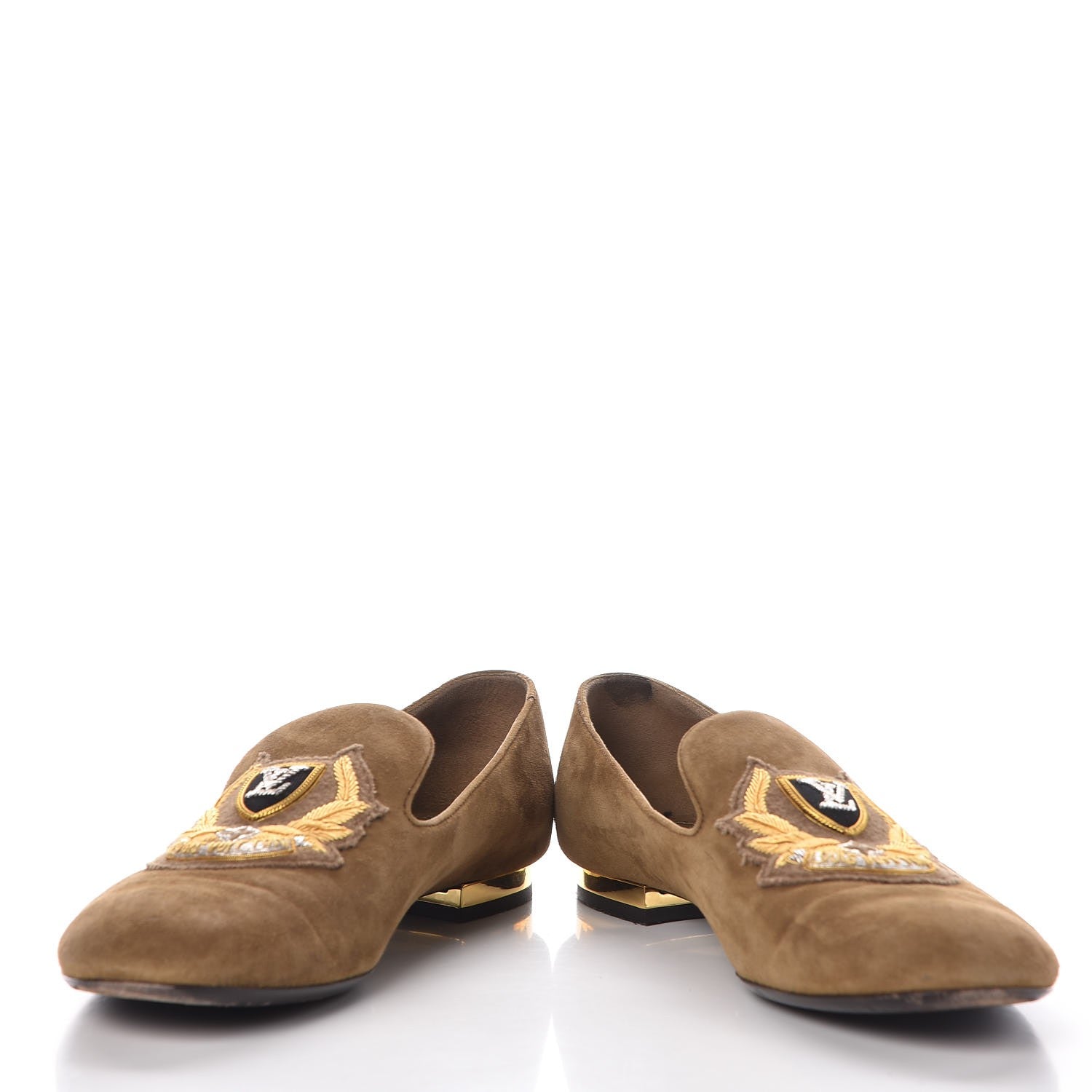 Louis Vuitton Suede Preppy Flat Loafers 38.5 Kaki 5 of 14