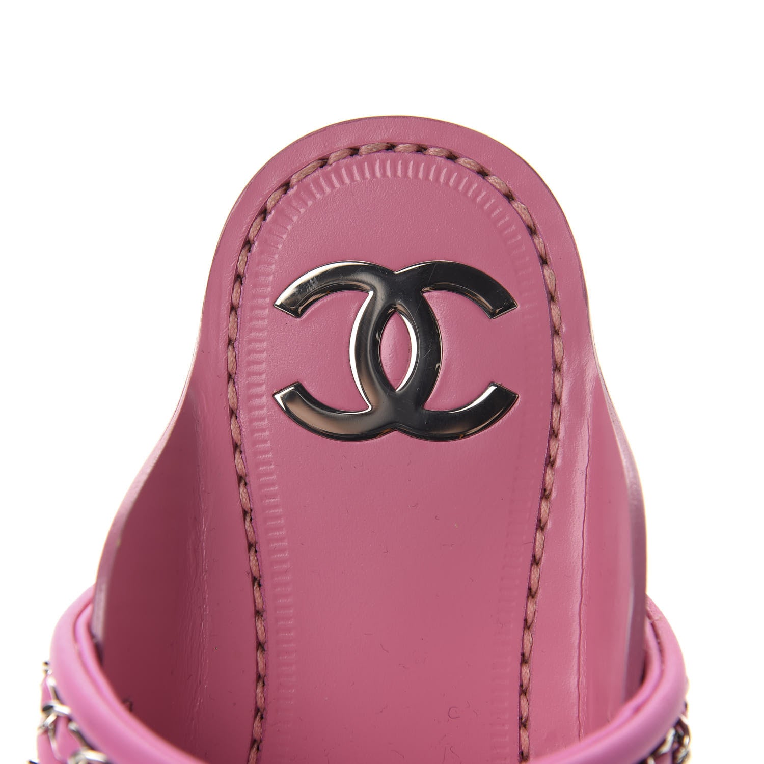 Chanel Calfskin Chain CC Thong Flat Sandals 35 Pink 7 of 10