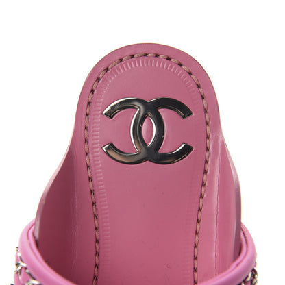 Chanel Calfskin Chain CC Thong Flat Sandals 35 Pink 7 of 10