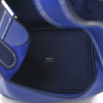 Hermes Taurillon Clemence Casaque Picotin Lock 18 PM Bleu Electrique Bleu Encre 5 of 13