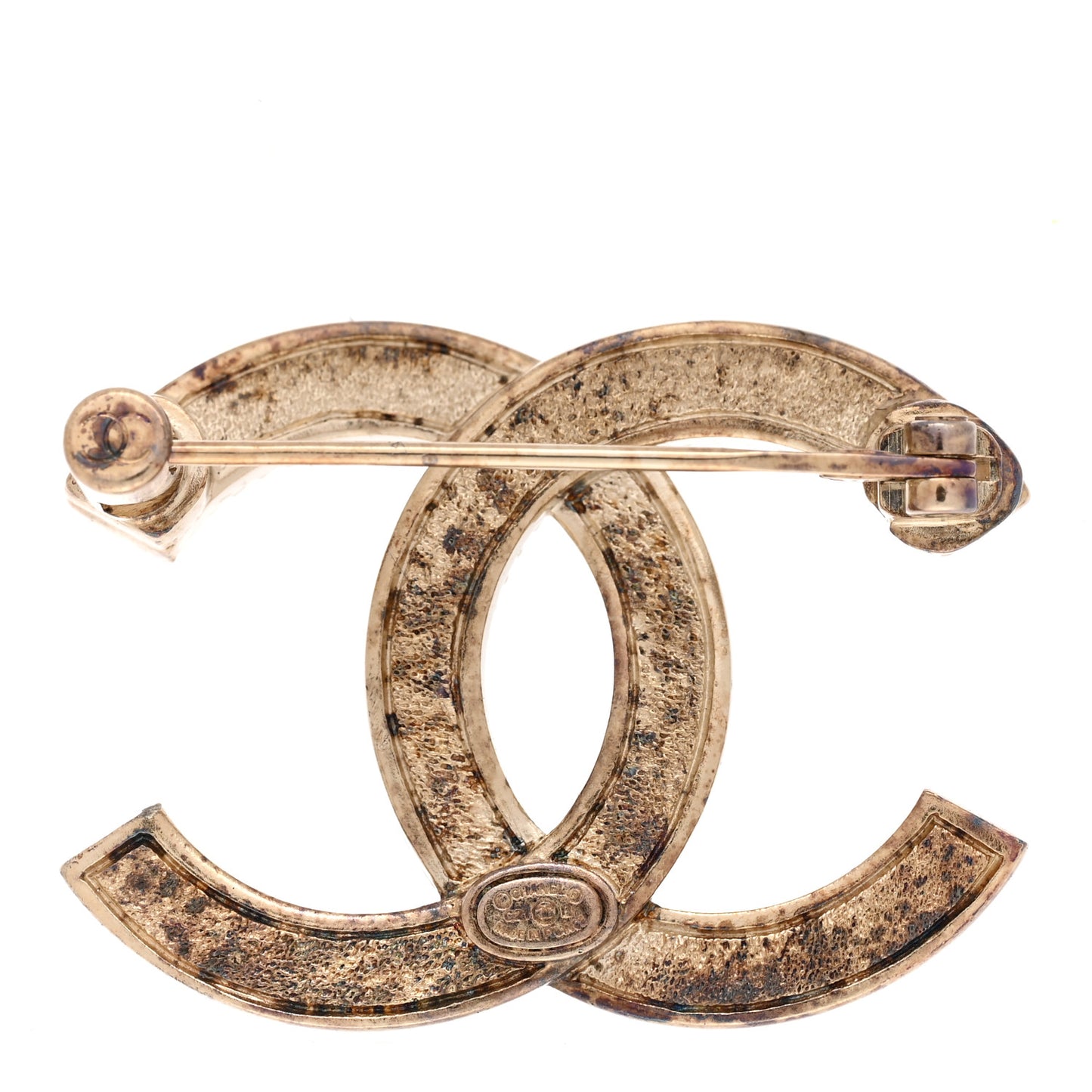 Crystal Chain CC Brooch Light Gold
