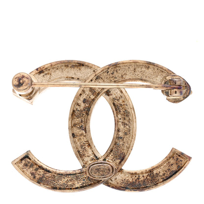 Chanel Crystal Chain CC Brooch Light Gold 3 of 5