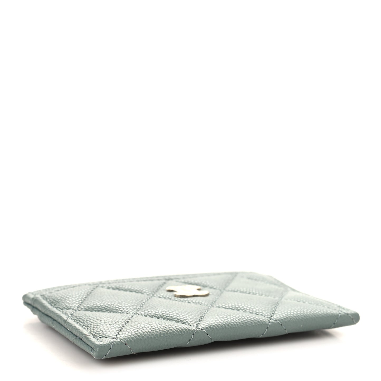 Caviar Quilted Card Holder Grey