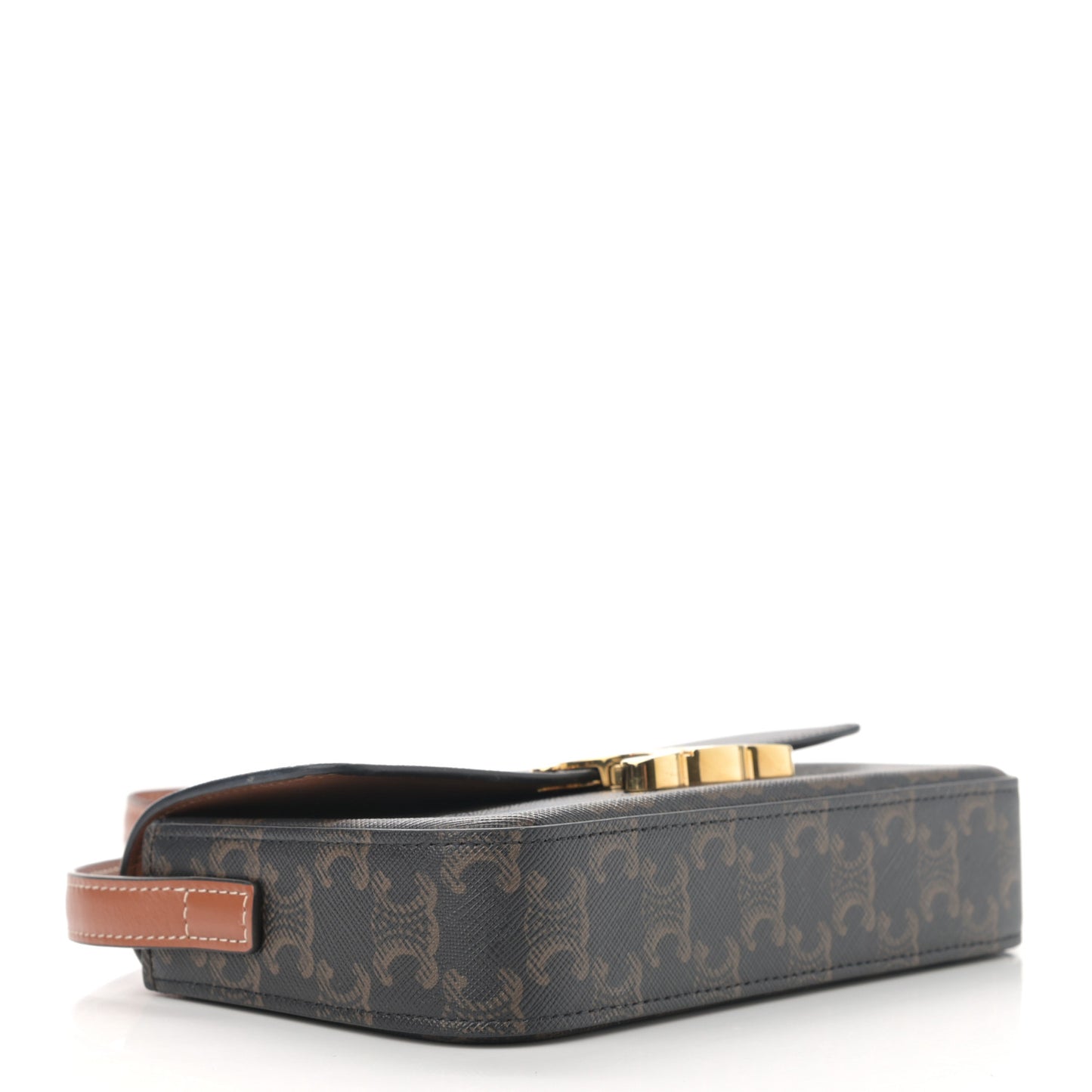 Canvas Calfskin Triomphe Shoulder Bag Tan