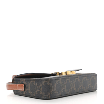 Celine Canvas Calfskin Triomphe Shoulder Bag Tan 4 of 13