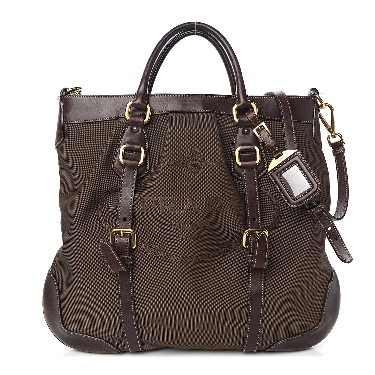 Prada Jacquard Logo Tote Brown 1 of 9