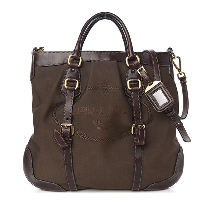 Prada Jacquard Logo Tote Brown 1 of 9