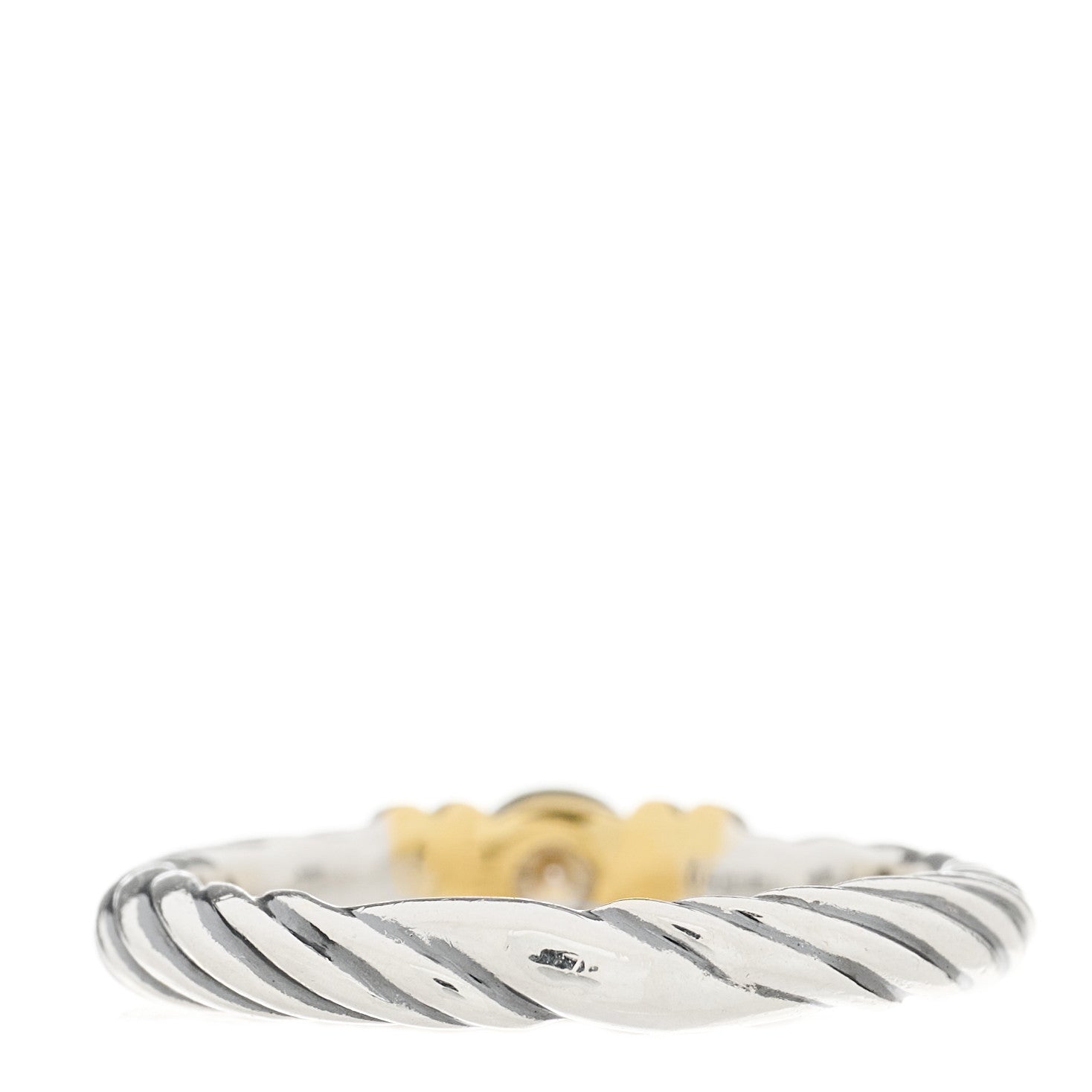 David Yurman Sterling Silver 18K Yellow Gold Diamond Stack Ring 46 3.75 3 of 5