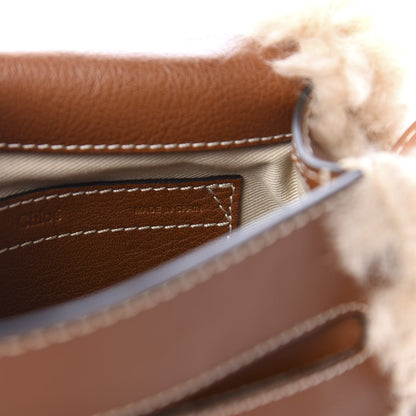Chloe Small Grain Shiny Calfskin Shearling Small Marcie Round Crossbody Bag Caramel 9 of 10
