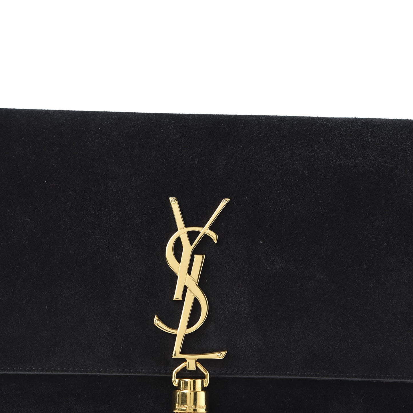 Velvet Classic Monogram Tassel Clutch Black