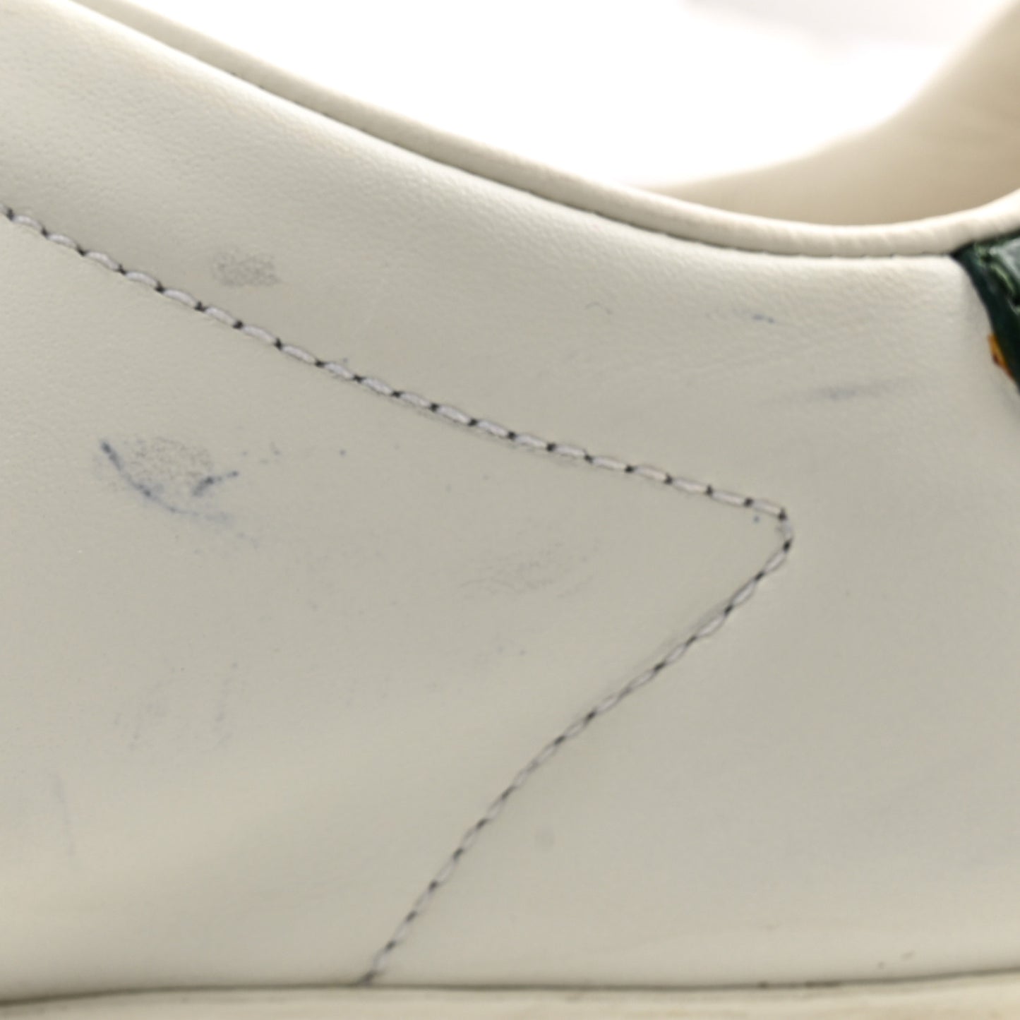 Calfskin Ayers Bee Embroidered Womens Ace Sneakers 38 White Green