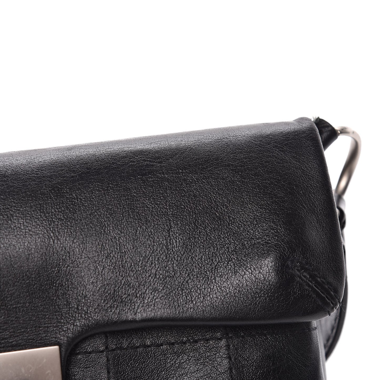 Calfskin Square Stitched Mademoiselle Shoulder Bag Black