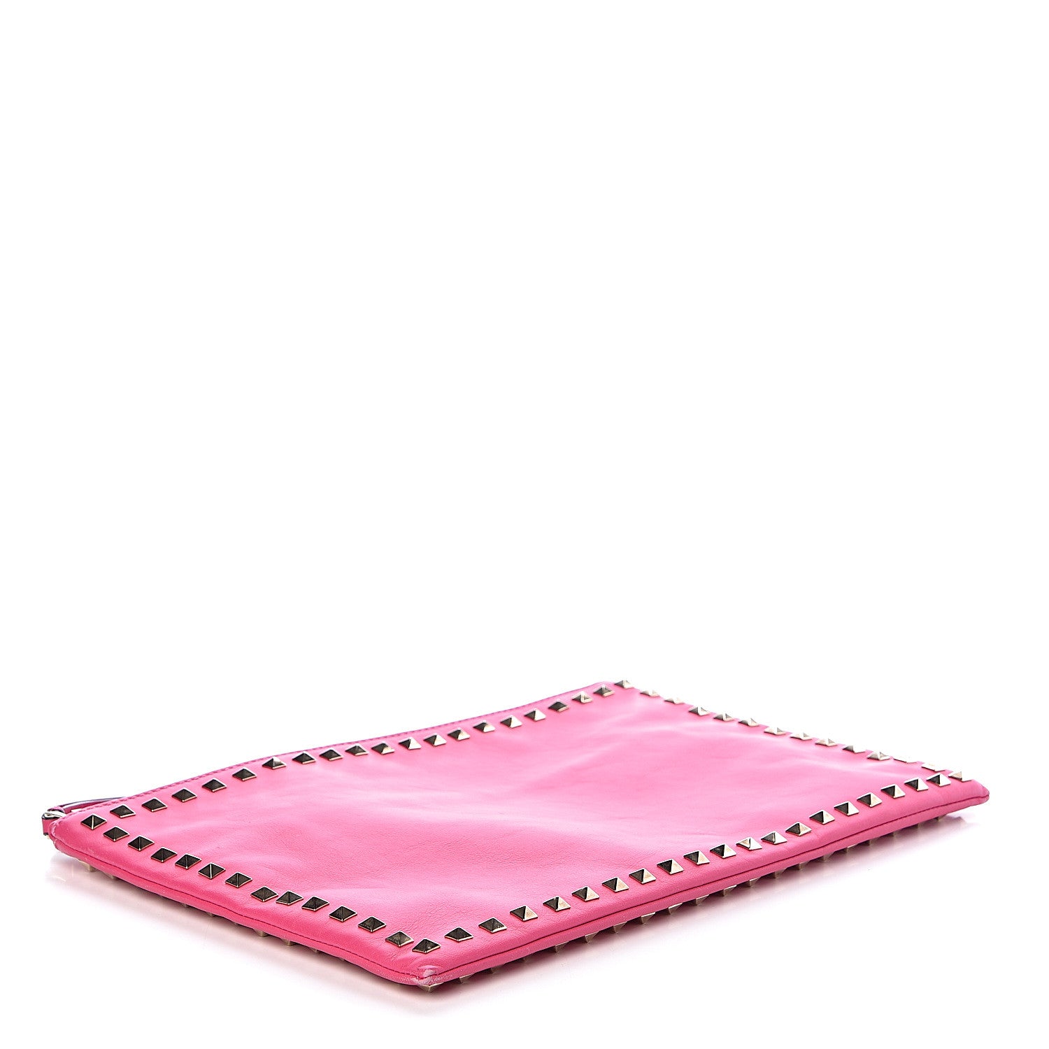 Valentino Garavani Vitello Large Rockstud Zip Wristlet Pouch Pop Fuxia 4 of 6