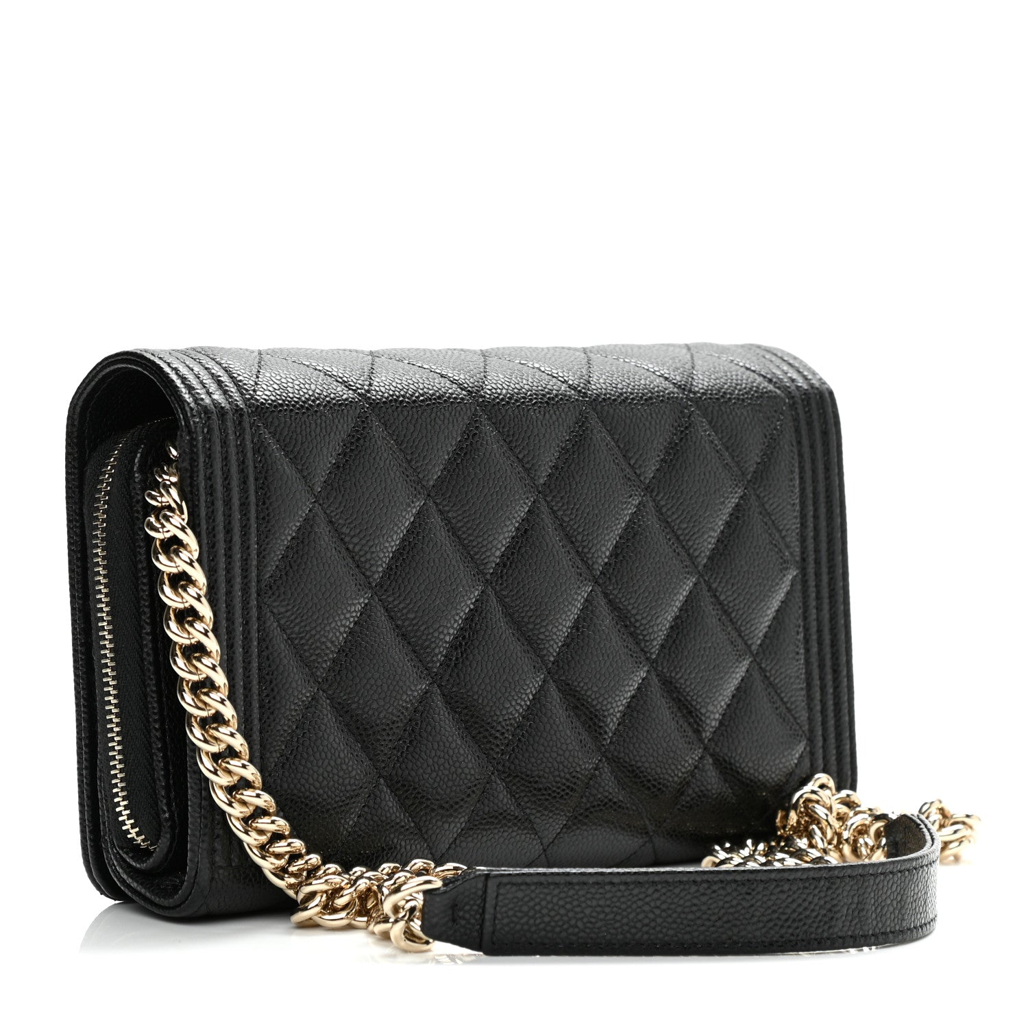 Chanel Caviar Quilted Boy Phone Holder Wallet On Chain Black 3 of 14
