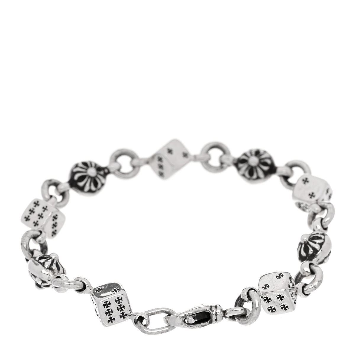 Chrome Hearts Sterling Silver Dice Cross Ball Bracelet 2 of 4