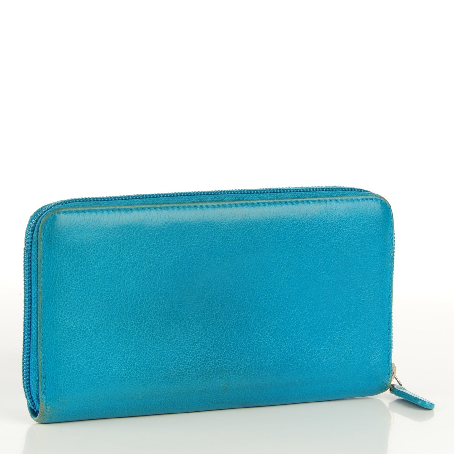 Goatskin Embossed Jacket Zip Around Wallet Blue