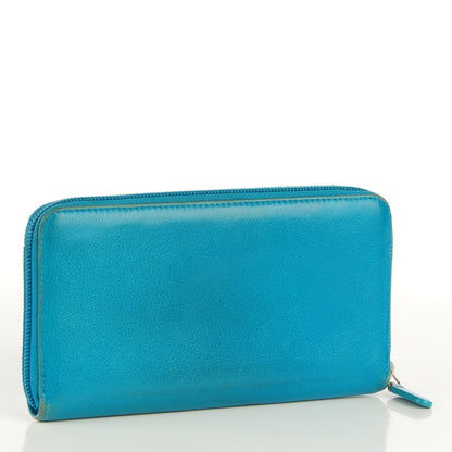 Chanel Goatskin Embossed Jacket Zip Around Wallet Blue 3 of 8