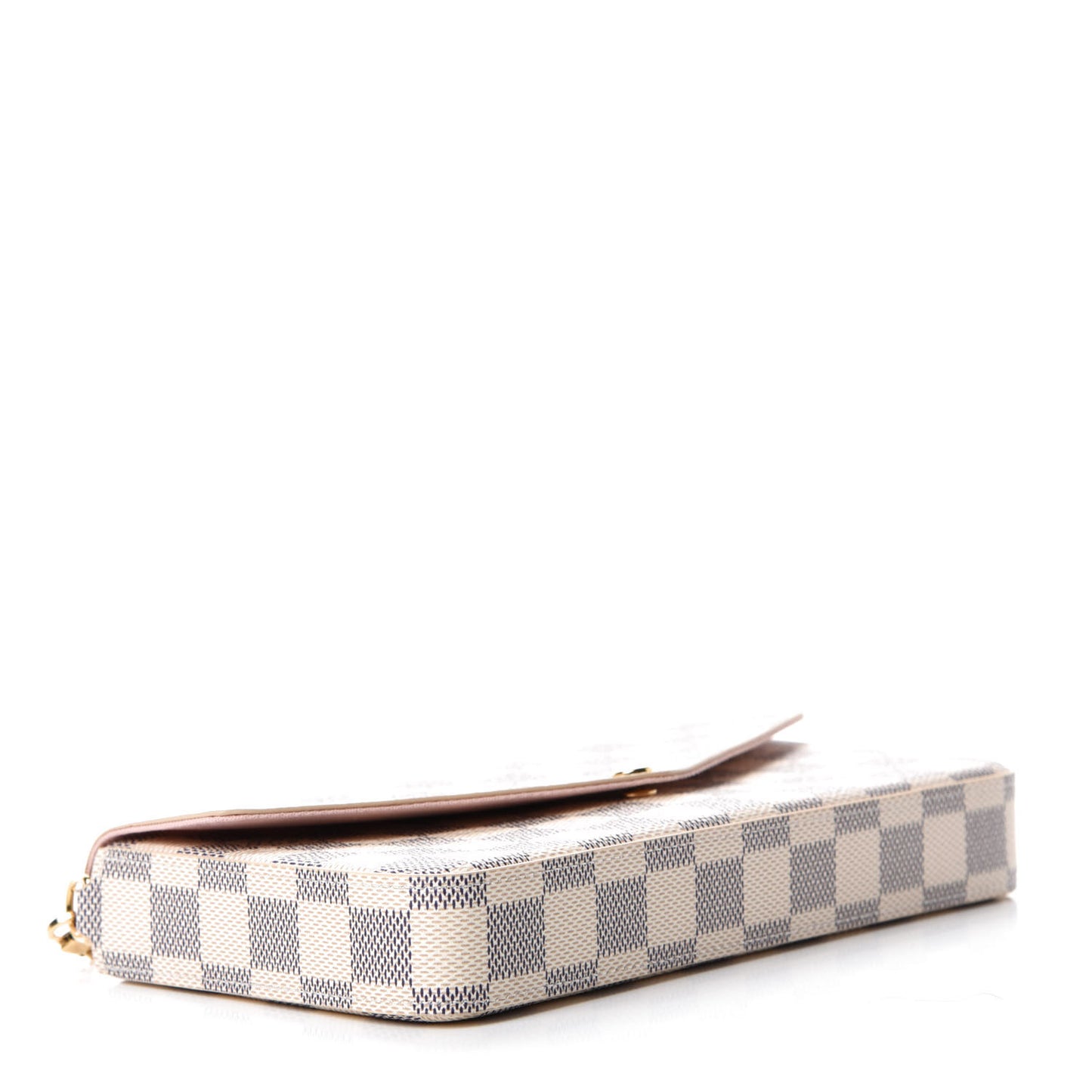 Damier Azur Pochette Felicie Chain Wallet Rose Ballerine
