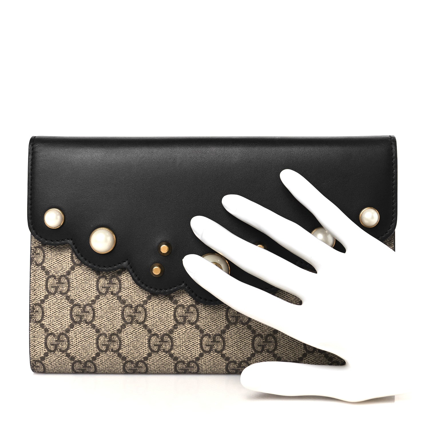 Gucci GG Supreme Monogram Mini Peony Pearly Black 2 of 8