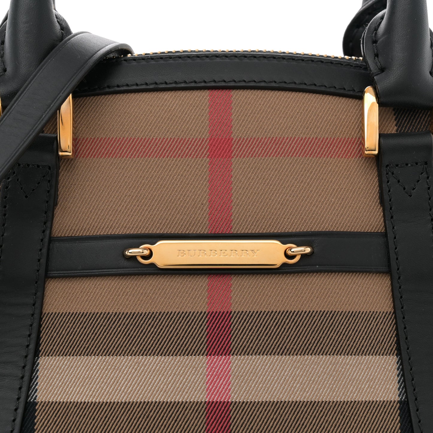 Bridle Calfskin House Check Small Orchard Bowling Bag Black
