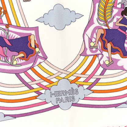 Hermes Silk Carres Volants Scarf 70 White Violet Orange 2 of 4