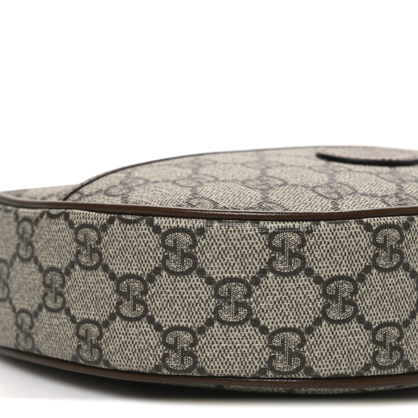 GG Supreme Monogram Azalea Calfskin Mini Retro Interlocking G Half Moon Bag Beige Ebony Brown Sugar