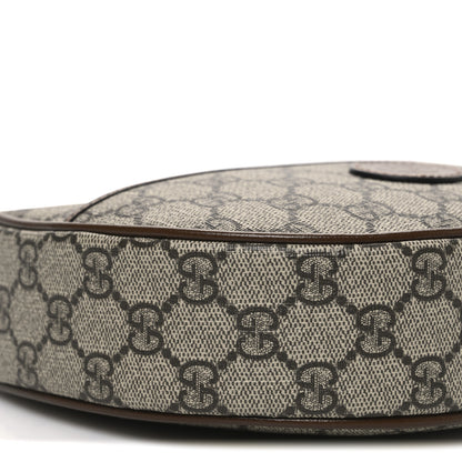 Gucci GG Supreme Monogram Azalea Calfskin Mini Retro Interlocking G Half Moon Bag Beige Ebony Brown Sugar 9 of 10
