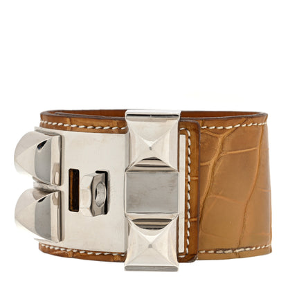 Hermes Matte Alligator Collier De Chien CDC Bracelet S Maize 3 of 5