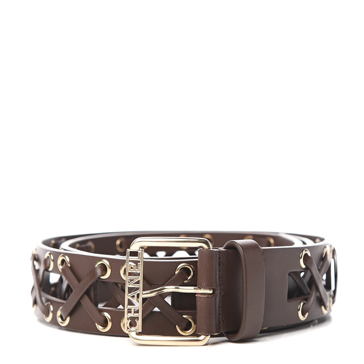 Chanel Cross Stitch Belt 90 36 Dark Brown 1 of 5