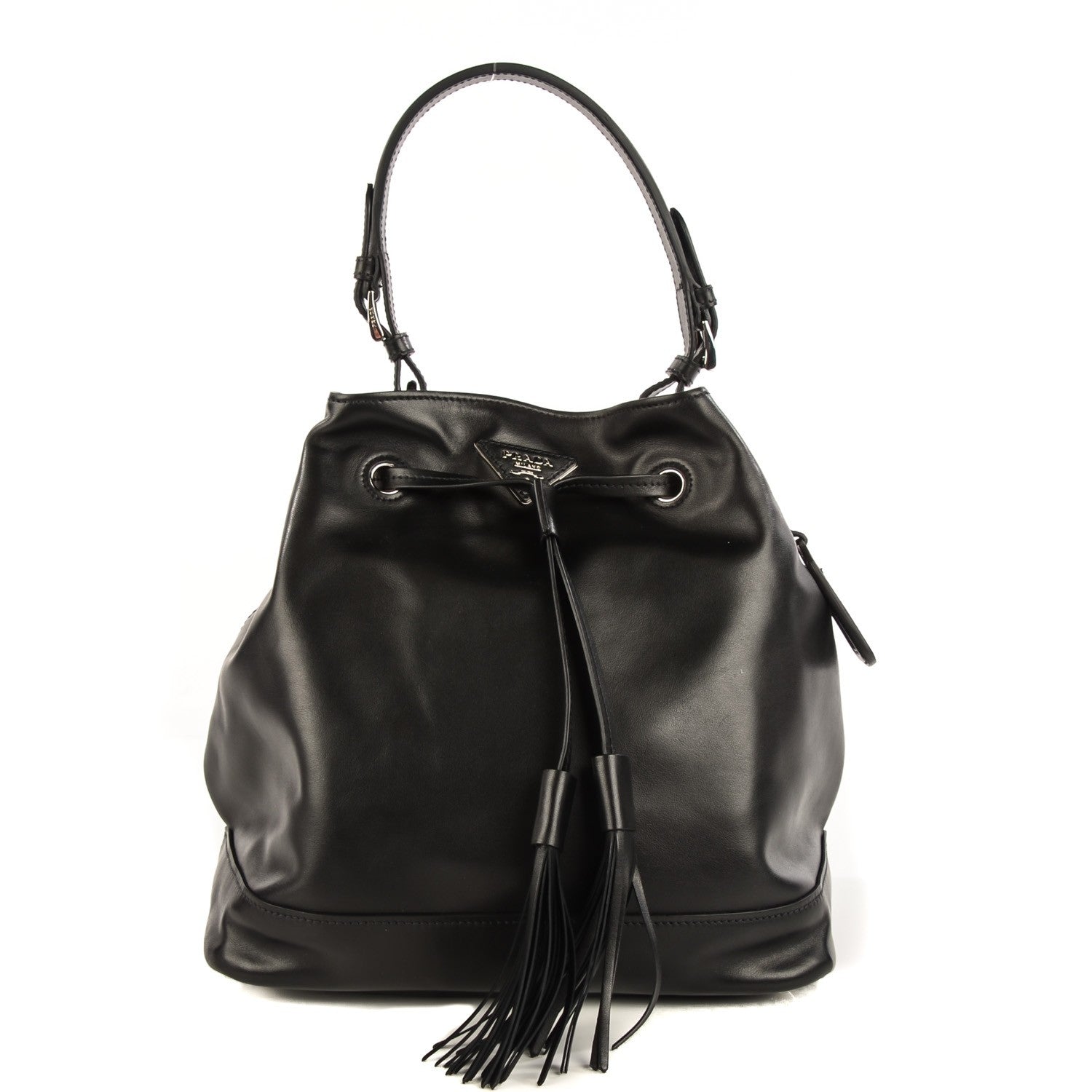 Prada Soft Calf Bucket Bag Black Cammello 1 of 9