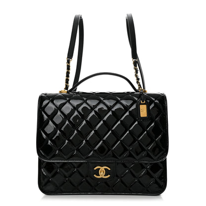 Chanel Patent Quilted Large School Memory Top Handle Flap Black 1 of 10